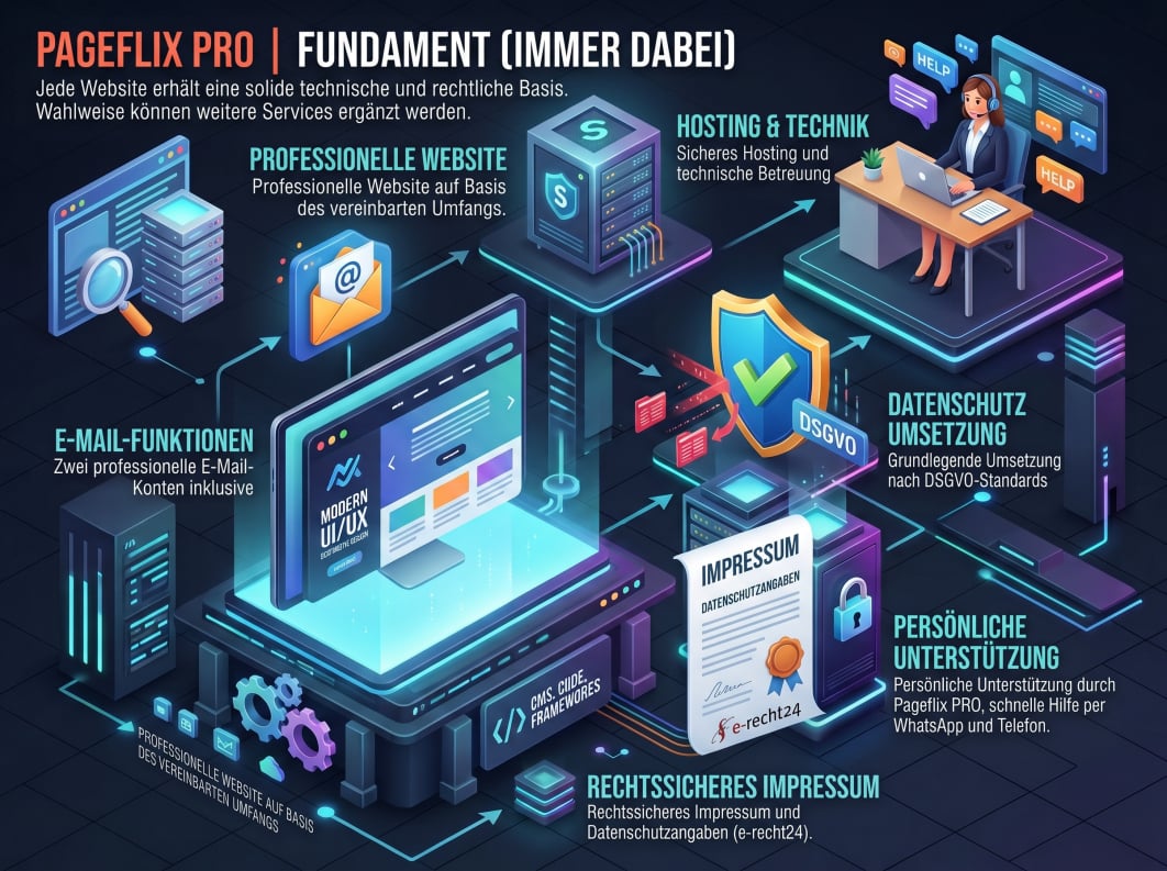 Pageflix Service Fundament als graphik dargestellt